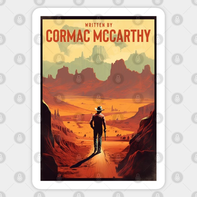 Written by Cormac McCarthy | Retro Style Sticker by Retro Travel Design